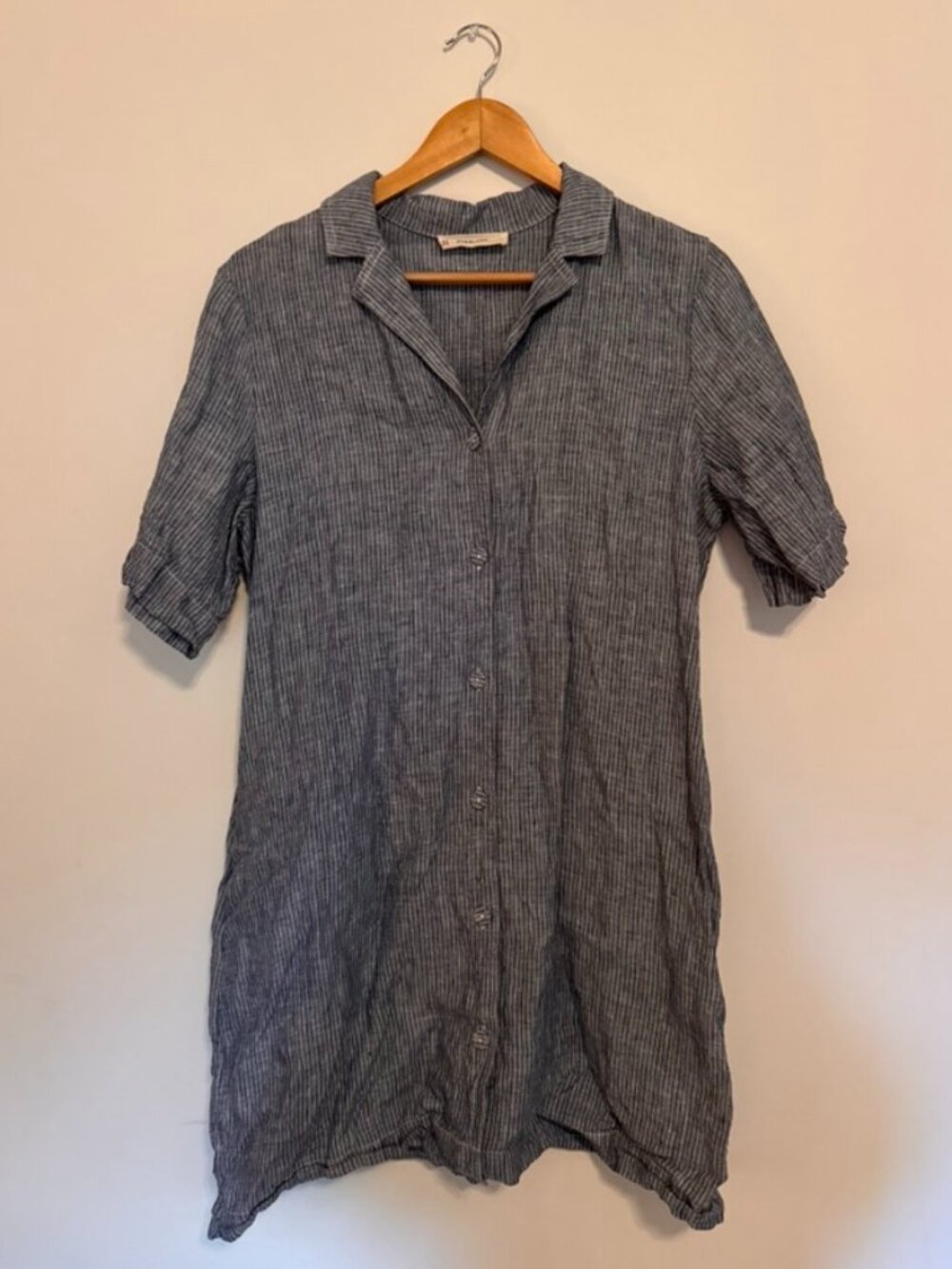 Everlane blue stripped dress with pockets